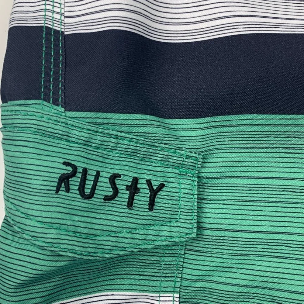 Rusty Striped Flat Front Board Shorts Men's Size 28